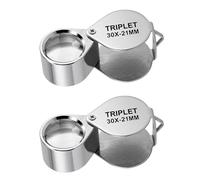 JTKREW 2 Unidades Lupa Joyero de Bolsillo Plegable 30X, Aumento Óptico Profesional para Gemas, Joyas, Relojes y Monedas, Inspección Detallada