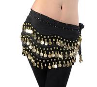 JTKREW Cinturón de Danza del Vientre para Damas con Monedas, Pañuelo de Cintura de Gasa y Tela para Monedas Disfraces de Danza del Vientre. 1 Pieza.