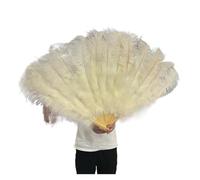 JTKSSCS Abanicos de Plumas 1/2 Piezas de Abanico Plumas Colores más 13 Huesos Plegable Accesorios for actuaciones en Escenario(Beige,100CM 2PCS)
