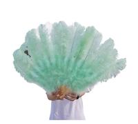 JTKSSCS Abanicos de Plumas 1/2 Piezas de abanicos Plumas Naturales 100/130 cm, Abanico Mano Plegable for Decorar Fiestas Halloween, for Danza del Vientre(Mint Green,Small Fan 2pc)