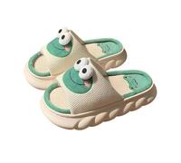 JTKSSCS Babuchas Mujer Pantuflas De Mujer Cómodas, Suaves Y Gruesas, For Interiores, Con Diseño Rana Dibujos Animados, Lino, Antideslizantes, For Parejas(36-37)