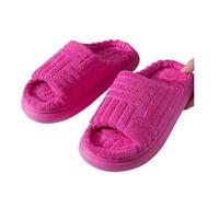 JTKSSCS Babuchas Mujer Pantuflas de toalla con suela gruesa y punta abierta for mujer, informales, color liso, plataforma algodón felpa una palabra, talla grande, for el hogar(Red,42-43)