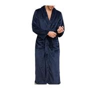 JTKSSCS Bata Hombre Men's Long Robe Hooded Kimono Bathrobe Gown Homewear Autumn Winter Thicken Warm Sleepwear Casual Nightwear(Blue,M)