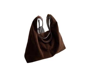 JTKSSCS Bolso Ante Marron Bolso de hombro ante for mujer con cremallera, bolso hobo gran capacidad, holgado, viaje(Coffee)