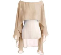 JTKSSCS Capa Gasa Fiesta Capa de Gasa for Mujer, Bolero, Chaqueta de Novia for Boda o Noche(Champagne)
