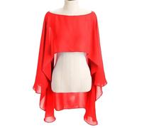 JTKSSCS Capa Gasa Fiesta Capa de Gasa for Mujer, Bolero, Chaqueta de Novia for Boda o Noche(Red)