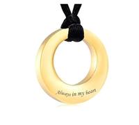 JTKSSCS Colgante Cenizas 2 uds eternidad círculo de la vida cremación joyería urna collar ceniza recuerdo colgante(Gold Always)