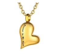 JTKSSCS Colgante Cenizas Collar con colgante de corazón ceniza acero inoxidable for siempre en mi urna cremación conmemorativa, medallón collares(Gold)