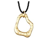 JTKSSCS Collar Largo Mujer 1 colgante tribal de forma irregular con personalidad en color dorado mate sobre un collar cuerda gruesa negra for uso diario(Color-01)