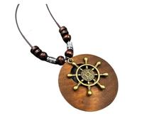 JTKSSCS Collar Largo Mujer Collar con colgante de madera redondo hojas étnicas vintage for mujer y hombre, cadena flores retro, joyería(Color5)