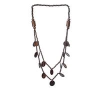 JTKSSCS Collar Largo Mujer Collar étnico de cuentas concha coco redondas doble capa con color café dulce for mujer