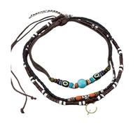 JTKSSCS Collar Largo Mujer Collar gótico con cuentas geométricas multicapa for mujer, accesorio étnico for festivales y fiestas