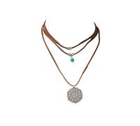 JTKSSCS Collar Largo Mujer Collar vintage multicapa con colgantes de flores metal tallado hueco for mujer, gargantilla terciopelo piedra