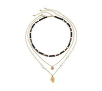 JTKSSCS Collar Largo Mujer Gargantilla étnica con colgante de coco y caracola, cadena perlas imitación, 3 piezas(Color1)