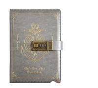 JTKSSCS Diario Con Candado Cuaderno con contraseña de papelería, cuaderno Retro A5 con cerradura, libro diario resistente a las manchas, diario for viajeros, escritura(Grey)