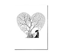 JTKSSCS Libro de Firmas Boda Amante árbol de Huellas Dactilares DIY Firma Invitados Lienzo Pintura for decoración Fiesta Eventos Aniversario Boda(T1CP009)