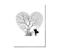 JTKSSCS Libro de Firmas Boda Amante árbol de Huellas Dactilares DIY Firma Invitados Lienzo Pintura for decoración Fiesta Eventos Aniversario Boda(T1CP004)