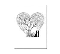 JTKSSCS Libro de Firmas Boda Amante árbol de Huellas Dactilares DIY Firma Invitados Lienzo Pintura for decoración Fiesta Eventos Aniversario Boda(T1CP003)