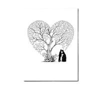 JTKSSCS Libro de Firmas Boda Amante árbol de Huellas Dactilares DIY Firma Invitados Lienzo Pintura for decoración Fiesta Eventos Aniversario Boda(T1CP006)