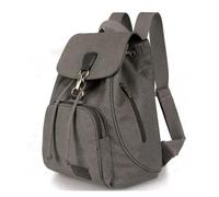 JTKSSCS Mochila Escolar Mochila de lona for mujer, bolso de viaje Vintage de algodón puro, bolsos escolares con cordón a la moda for ordenador portátil, bolso de hombro for chicas adolescentes(Grey)