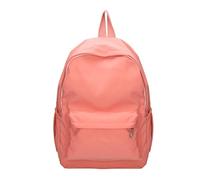 JTKSSCS Mochila Escolar Mochila de nailon con cremallera for mujer, morral escolar de Color sólido for estudiantes de estilo pijo, grande(Red)