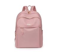 JTKSSCS Mochila Escolar Mochila informal de Color sólido for mujer, mochila de nailon impermeable, bolso escolar de gran capacidad, bolsos de hombro simples for mujer(Pink)