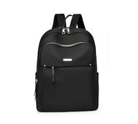 JTKSSCS Mochila Escolar Mochila informal de Color sólido for mujer, mochila de nailon impermeable, bolso escolar de gran capacidad, bolsos de hombro simples for mujer(Black)