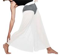 JTKSSCS Pantalones de Entrenamiento de Danza Pantalones de Baile Malla for niñas y Mujeres, Traje Ballet Moderno, Ropa Interior, Pantalones Pierna Larga Ancha lírica contemporánea(White,MA)