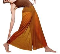 JTKSSCS Pantalones de Entrenamiento de Danza Pantalones de Baile Malla for niñas y Mujeres, Traje Ballet Moderno, Ropa Interior, Pantalones Pierna Larga Ancha lírica contemporánea(Coffee,LA)