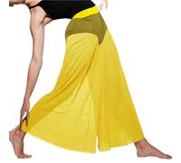 JTKSSCS Pantalones de Entrenamiento de Danza Pantalones de Baile Malla for niñas y Mujeres, Traje Ballet Moderno, Ropa Interior, Pantalones Pierna Larga Ancha lírica contemporánea(Yellow,LA)