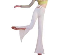 JTKSSCS Pantalones de Entrenamiento de Danza Pantalones Largos for Danza Moderna for Mujer, Traje de Oriental, Pantalones Acampanados divididos for del Vientre(White,M)