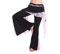 JTKSSCS Pantalones de Entrenamiento de Danza Traje De Danza del Vientre For Mujer, Pantalones con Abertura Lateral, Encaje, For Adultos(Style-F)