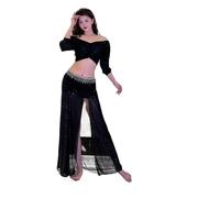 JTKSSCS Traje Danza Oriental Conjunto de Falda Superior sin Tirantes for Danza del Vientre for Adultos, Ropa de Entrenamiento for Principiantes, Traje de Baile for Clase de Rendimiento(Black,XXXL)