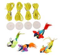 JTLB 4 Piezas de Juguetes para Gatos de Pájaros Colgantes Interactivos, Diseños Vitalianos Brillantes, Característica de Sonido, Materiales Duros, Hierba Gatera, Juego de Múltiples