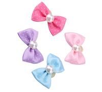 JTLB Lazos para el pelo de perro, 20 lazos para mascotas, lazos de perlas sintéticas, banda de cuerda para el pelo con patrón de puntos para cachorros, lindos perros, gatos, accesorios de aseo
