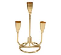 JTLB Portavelas de hierro de tres cabezas, exquisito candelabro, diseño vintage para mesa de café, decoración de chimenea con regalos ideales (dorado)
