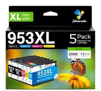 JTM 953XL - Cartucho de tinta para HP 953 XL, color negro XL, multipack 953 de tinta para HP Officejet Pro 7720 7740 8710 8730 8720 8725 8715 7730 8210 8218 8718 8728 8740 Paquete de 5 unidades