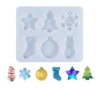 JTMKYO 1 colgante de Navidad, molde de silicona para Navidad, hecho a mano, forma de estrella, forma de resina, reutilizable (6 formas)