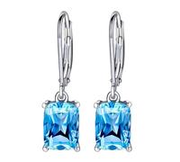 JTMKYO 1 par de pendientes de circonita azul marino para mujer, pendientes de cristal, pendientes colgantes de cobre