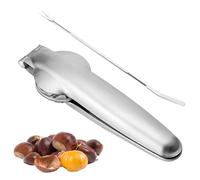 JTMKYO 1 pinza para castañas, 1 aguja de nogal, juego de tijeras multifuncional, cortador de nueces y castañas, pelador de castañas, abridor de acero inoxidable, adecuado para pelar nueces
