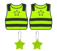 JTMKYO 2 chalecos reflectantes de seguridad para niños con 2 colgantes de estrella reflectantes, chalecos reflectantes de seguridad de 360 grados, chalecos de seguridad para niños.