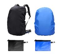 JTMKYO 2 fundas impermeables y 2 bolsas de almacenamiento, funda impermeable para mochila, funda de mochila, adecuada para montañismo, camping (negro, azul)