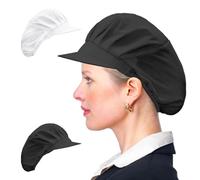 JTMKYO 2 Gorros de Cocinero Blancos y Negros, Red para el Pelo para Gastronomía, Gorro de Cocina para Hombre y Mujer, Talla M-L