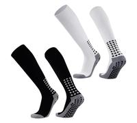 JTMKYO 2 pares de calcetines largos de fútbol, calcetines de agarre de fútbol, calcetines de agarre deportivo con puntos de goma, calcetines antideslizantes para la rodilla para fútbol, rugby, correr