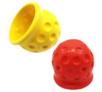 JTMKYO 2 piezas de cubierta de rótula para remolque, cubierta antipolvo, resistente al desgaste, cubierta de rótula para remolque, cubierta de rótula para camión, barco, coche (amarillo, rojo)