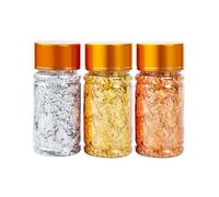 JTMKYO 3 piezas de lámina dorada en botellas, lámina de metal de grado alimenticio, decoración del hogar, manualidades de bricolaje, adecuado para pasteles, café, arte de uñas, pintura, decoración