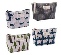 JTMKYO 4 bolsas de almacenamiento de lona grandes, bolsa de cosméticos portátil, monedero, monedero, bolsa de cosméticos impresa, bolsa de aseo multifuncional, accesorios de viaje, viaje de negocios,