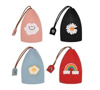 JTMKYO 4 piezas de cuero de dibujos animados llaveros portátil unisex bolsa para llaves de dibujos animados lindo para guardar llaves de casa, llaves de coche, Rosa, Azul, Negro, Rojo, Talla única