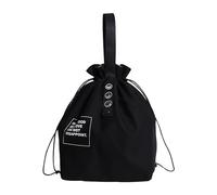 JTMKYO Bolsa de almuerzo negra de 1 pieza, bolsa aislada con cordón, gran capacidad para comidas, bolsa bento portátil, bolsa de picnic aislada, bolsa de almuerzo con aislamiento impermeable