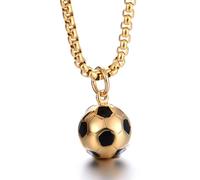 JTMKYO Collar de Fútbol Dorado Con Colgante de Acero Inoxidable - Regalo de Cumpleaños, 60cm